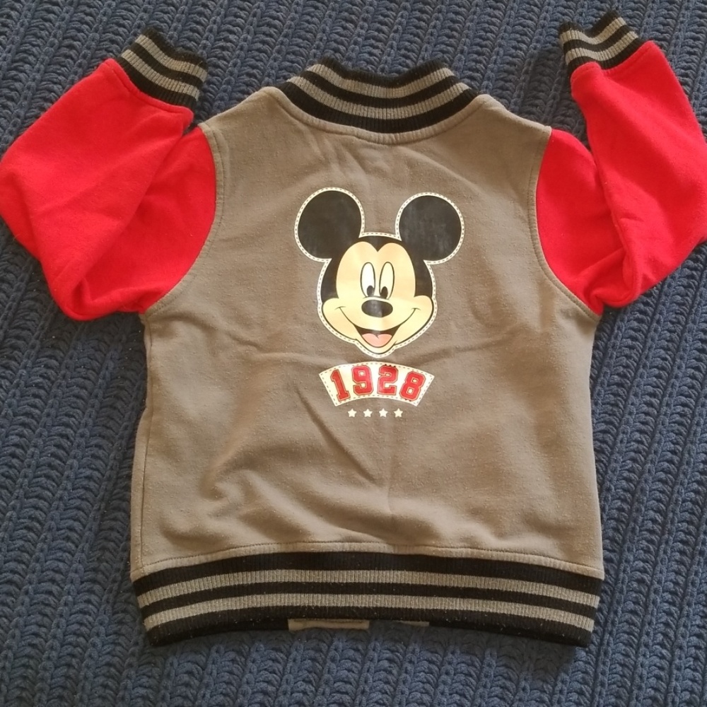 Disney Mickey Mouse Jacket Gray Red Black